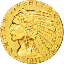 Stati Uniti, Indian Head, $5, Half Eagle, 1911, U.S. Mint, Philadelphia, BB,...