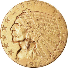 Moeda, Estados Unidos da América, Indian Head, $5, Half Eagle, 1915