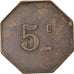 Moneta, Francia, Uncertain Mint, 5 Centimes, Denomination on both sides, BB