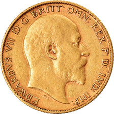 Moeda, Grã-Bretanha, Edward VII, 1/2 Sovereign, 1903, EF(40-45), Dourado