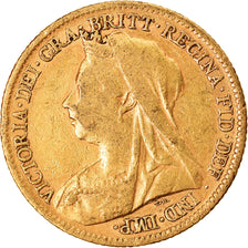 Münze, Großbritannien, Victoria, 1/2 Sovereign, 1899, London, S+, Gold, KM:784