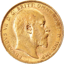 Moeda, Grã-Bretanha, Edward VII, Sovereign, 1907, London, AU(50-53), Dourado