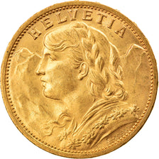 Moneta, Szwajcaria, 20 Francs, 1912, Bern, MS(63), Złoto, KM:35.1