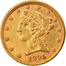 Moneda, Estados Unidos, Coronet Head, $5, Half Eagle, 1895, Philadelphia, MBC+