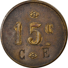 Moneda, Francia, C E (countermark), Uncertain Mint, 15 Centimes, MBC, Latón