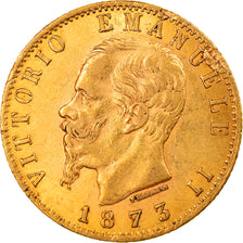 Moneda, Italia, Vittorio Emanuele II, 20 Lire, 1873, Milan, MBC+, Oro, KM:10.3