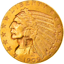 Coin, United States, Indian Head, $5, Half Eagle, 1909, Philadelphia, AU(50-53)