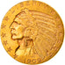 Moneta, Stati Uniti, Indian Head, $5, Half Eagle, 1909, Philadelphia, BB+, Oro