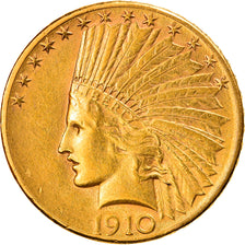 Moneta, Stati Uniti, Indian Head, $10, Eagle, 1910, San Francisco, BB+, Oro