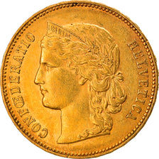 Moneta, Szwajcaria, 20 Francs, 1891, Bern, AU(55-58), Złoto, KM:31.3