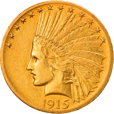 Moneta, USA, Indian Head, $10, Eagle, 1915, Philadelphia, AU(55-58), Złoto