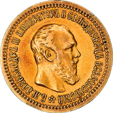 Coin, Russia, Alexander III, 5 Roubles, 1889, St. Petersburg, AU(50-53), Gold