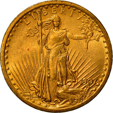 Moneda, Estados Unidos, Saint-Gaudens, $20, Double Eagle, 1907, Philadelphia