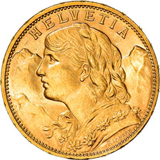 Moneta, Szwajcaria, 20 Francs, 1915, Bern, MS(64), Złoto, KM:35.1