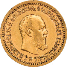 Monnaie, Russie, Alexander III, 5 Roubles, 1889, St. Petersburg, TTB, Or, KM:42