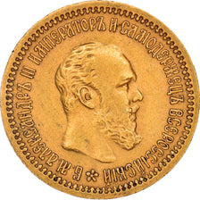 Moeda, Rússia, Alexander III, 5 Roubles, 1889, St. Petersburg, AU(50-53)