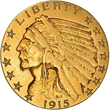 Coin, United States, Indian Head, $5, Half Eagle, 1915, Philadelphia, EF(40-45)