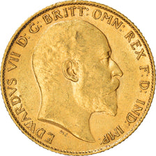 Münze, Großbritannien, Edward VII, 1/2 Sovereign, 1906, SS+, Gold, KM:804