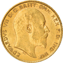 Münze, Großbritannien, Edward VII, 1/2 Sovereign, 1908, SS+, Gold, KM:804