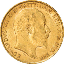 Moeda, Grã-Bretanha, Edward VII, 1/2 Sovereign, 1910, AU(50-53), Dourado