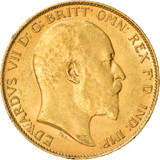 Coin, Great Britain, Edward VII, 1/2 Sovereign, 1910, AU(50-53), Gold, KM:804