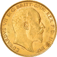 Coin, Great Britain, Edward VII, 1/2 Sovereign, 1910, AU(55-58), Gold, KM:804