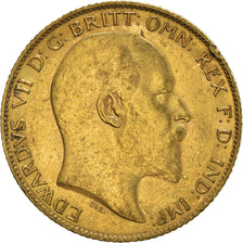 Moeda, Grã-Bretanha, Edward VII, 1/2 Sovereign, 1909, AU(50-53), Dourado