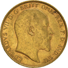 Moneda, Gran Bretaña, Edward VII, 1/2 Sovereign, 1910, MBC+, Oro, KM:804