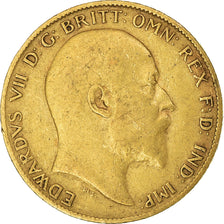 Moeda, Grã-Bretanha, Edward VII, 1/2 Sovereign, 1902, EF(40-45), Dourado