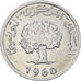 Munten, Tunisië, Millim, 1960, Paris, UNC, Aluminium, KM:280