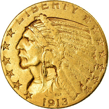 Coin, United States, Indian Head, $5, Half Eagle, 1913, U.S. Mint, San