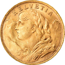 Coin, Switzerland, 20 Francs, 1947, Bern, MS(63), Gold, KM:35.2