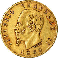 Moneda, Italia, Vittorio Emanuele II, 20 Lire, 1865, Torino, MBC, Oro, KM:10.1