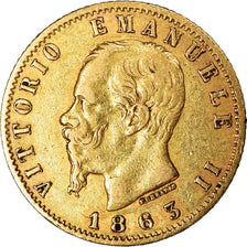 Munten, Italië, Vittorio Emanuele II, 20 Lire, 1863, Torino, ZF, Goud, KM:10.1