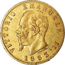 Coin, Italy, Vittorio Emanuele II, 20 Lire, 1863, Torino, AU(50-53), Gold