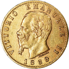 Moneta, Włochy, Vittorio Emanuele II, 20 Lire, 1869, Torino, EF(40-45), Złoto