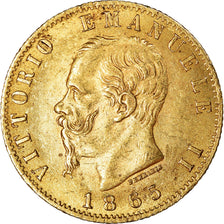 Moneta, Italia, Vittorio Emanuele II, 20 Lire, 1865, Torino, SPL-, Oro, KM:10.1