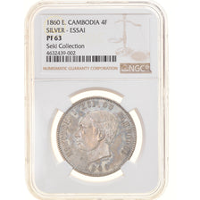 Coin, Cambodia, 4 Francs, 1860, ESSAI, NGC, PF63, MS(63), Silver, KM:E9, graded