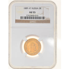 Monnaie, Russie, Alexander III, 5 Roubles, 1889, St. Petersburg, NGC, AU55