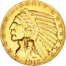 UNITED STATES, Indian Head, $5, Half Eagle, 1915, U.S. Mint, KM #129,...