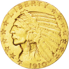 UNITED STATES, Indian Head, $5, Half Eagle, 1910, U.S. Mint, KM #129,...