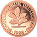 Moneta, Niemcy - RFN, Pfennig, 1988, Karlsruhe, Proof, MS(65-70), Miedź