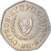 Moneda, Chipre, 50 Cents, 1991, MBC, Cobre - níquel, KM:66