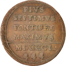 Coin, ITALIAN STATES, PAPAL STATES, Pius VII, Baiocco, 1801, EF(40-45), Copper