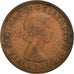 Coin, Great Britain, Elizabeth II, 1/2 Penny, 1959, VF(20-25), Bronze, KM:896