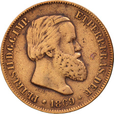 Brésil, Pedro II, 10 Reis, 1869, TTB, Bronze, KM:473