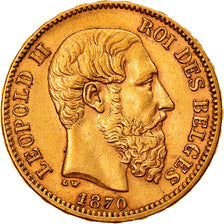 Coin, Belgium, Leopold II, 20 Francs, 20 Frank, 1870, EF(40-45), Gold, KM:32