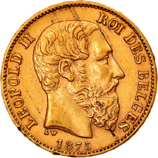 Munten, België, Leopold II, 20 Francs, 20 Frank, 1875, ZF+, Goud, KM:37