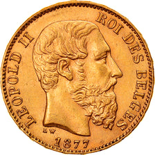 Moneda, Bélgica, Leopold II, 20 Francs, 20 Frank, 1877, EBC, Oro, KM:37