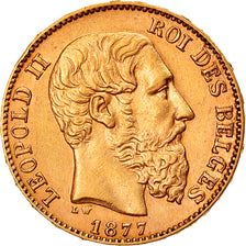 Moneta, Belgia, Leopold II, 20 Francs, 20 Frank, 1877, MS(60-62), Złoto, KM:37